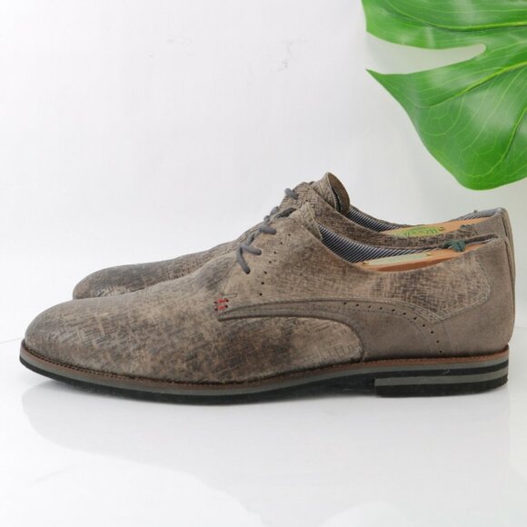 BullBoxer Mens Stanten Oxford Size 8 Gray Textured Leather Plain Toe Dress Shoe - Picture 8 of 12